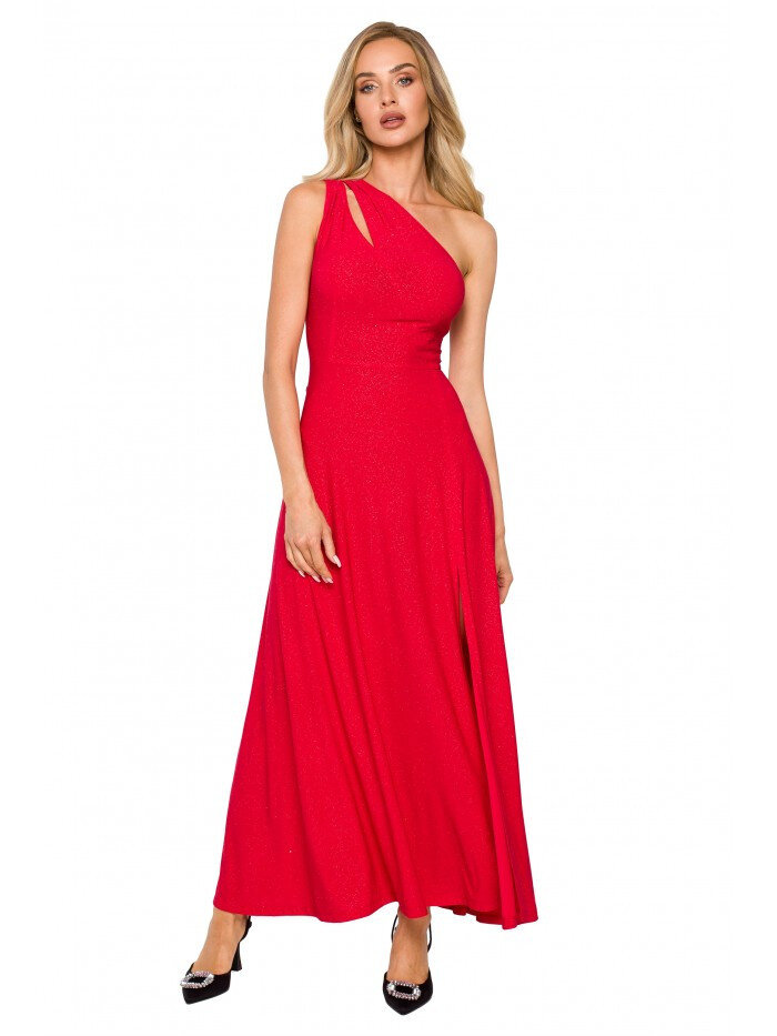 Dámské 535AS Maxi šaty na jedno rameno - červené Moe, EU M i529_1160809963900342867