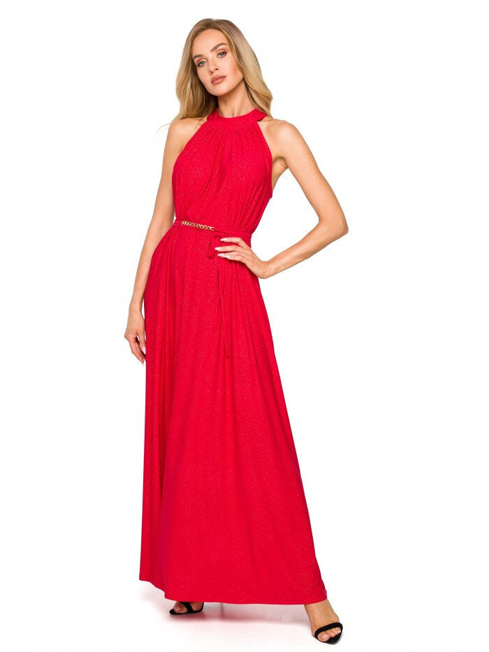 Dámské 5IQ Maxi šaty s výstřihem - červené Moe, EU UNI i529_5067394076724441395