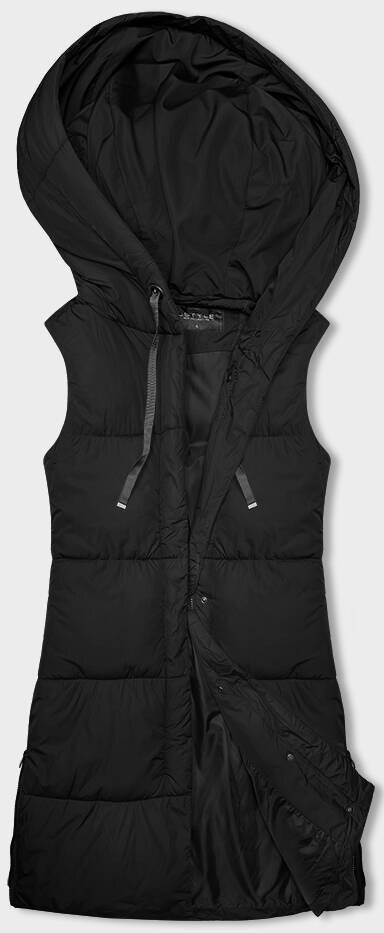 Černá dámská vesta s kapucí a rozparky J.STYLE, odcienie czerni M (38) i392_22836-47