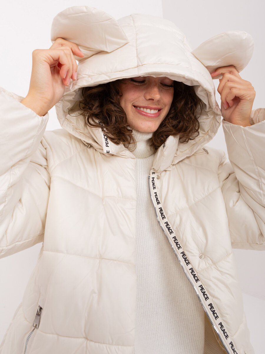 Zimní prošívaná bunda pro ženy s kapucí - Beige Beauty, XS/S i523_2016103479429