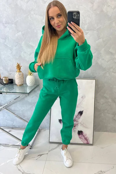 Hřejivá zelená souprava s mikinou K-Fashion