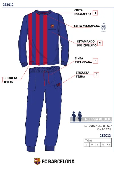 Pyžamo FC Barcelona tmavě modro-červené Bass