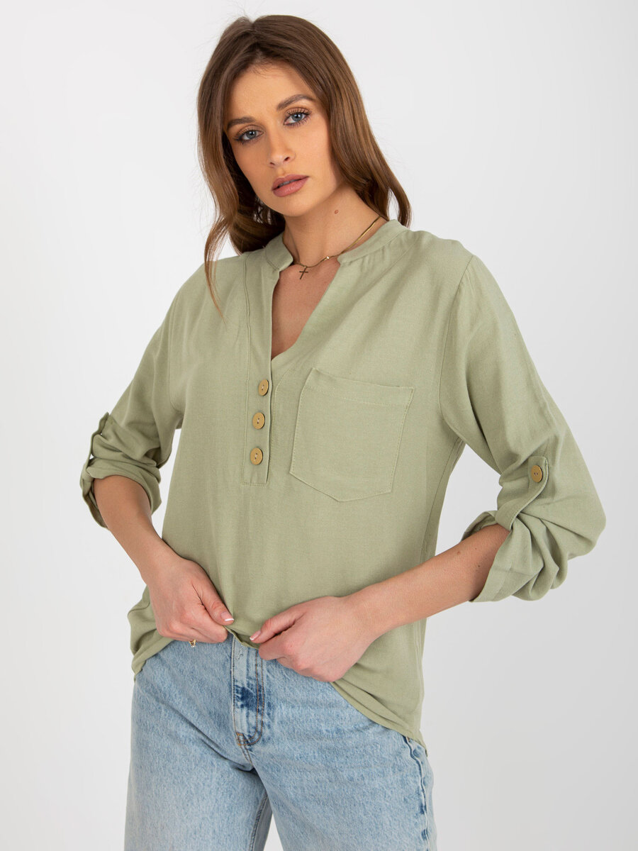 Zelená dámská košile FPrice s dlouhým rukávem - velikost S, S i523_2016103371204