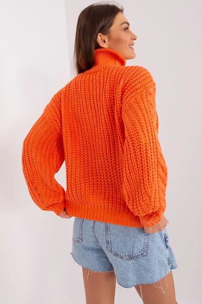 Oranžový oversize svetr s plédy - Pohodlná elegance