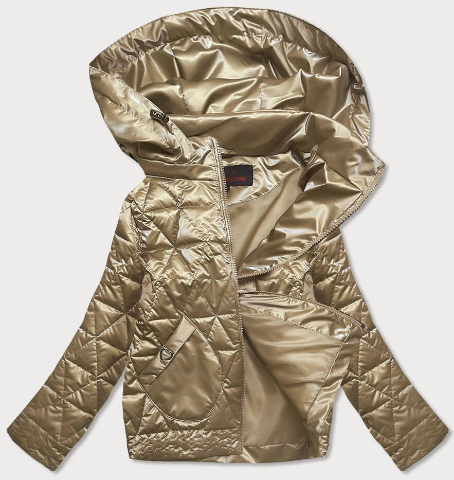 Zlatá metalická bunda pro ženy s kapucí R54 6&8 Fashion, odcienie żółtego M (38) i392_17170-47