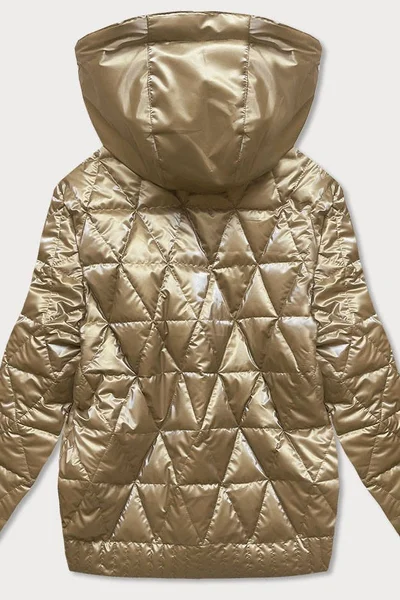Zlatá metalická bunda pro ženy s kapucí R54 6&8 Fashion