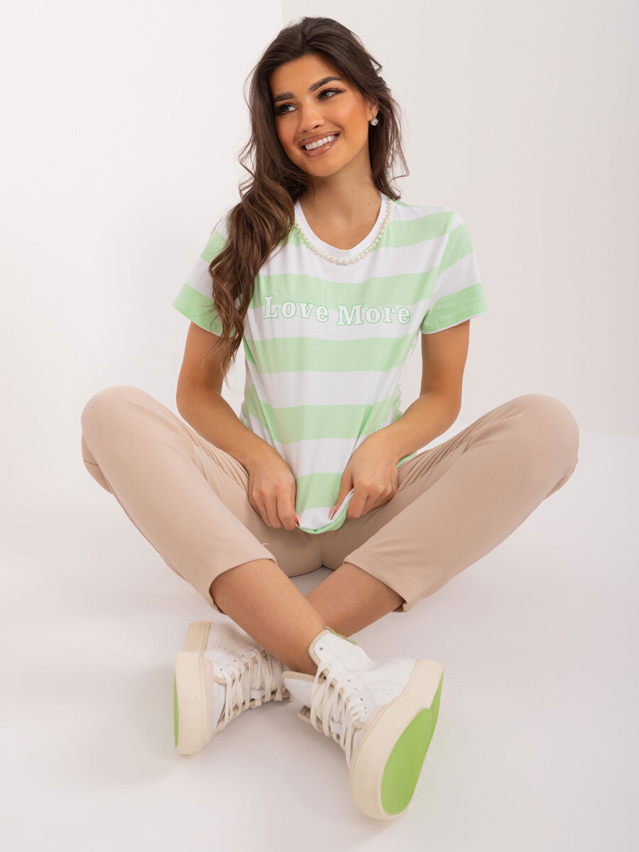 Zelenobílé dámské tričko FPrice, jedna velikost i523_2016103518234