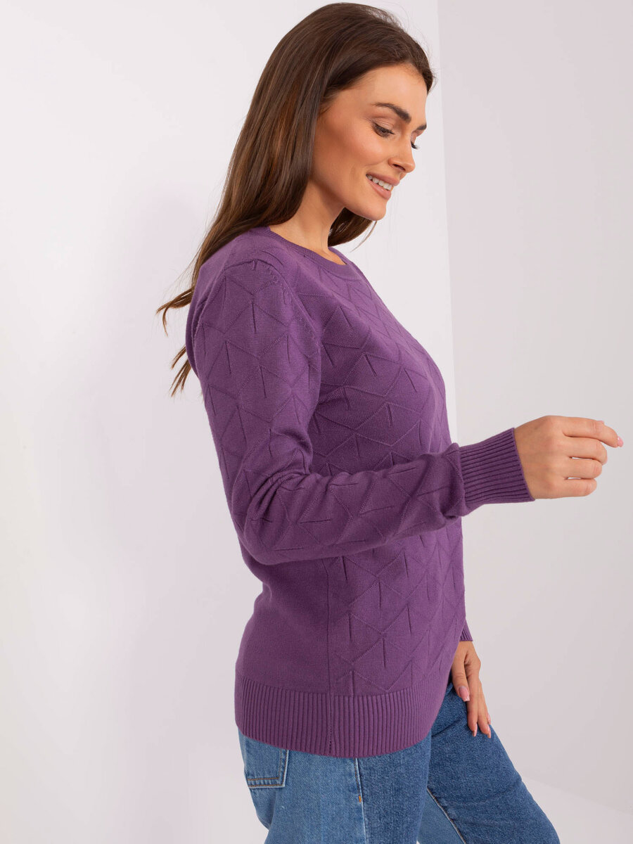 Vlněný fialový dámský svetr AT SW - Klasika, jedna velikost i523_2016103447169