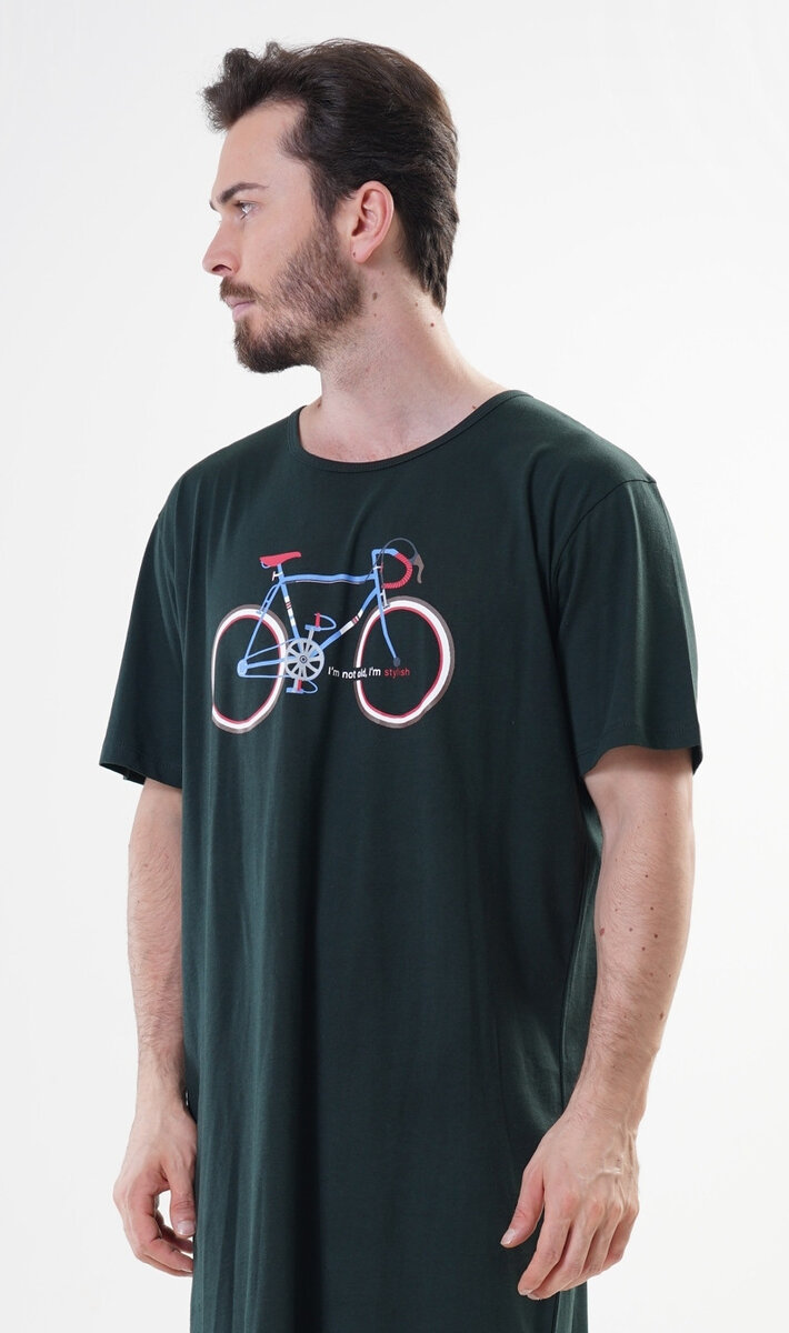 Pánská noční košile s krátkým rukávem Old bike Cool Comics, tmavě zelená 2XL i232_9069_55455957:tmavě zelená 2XL