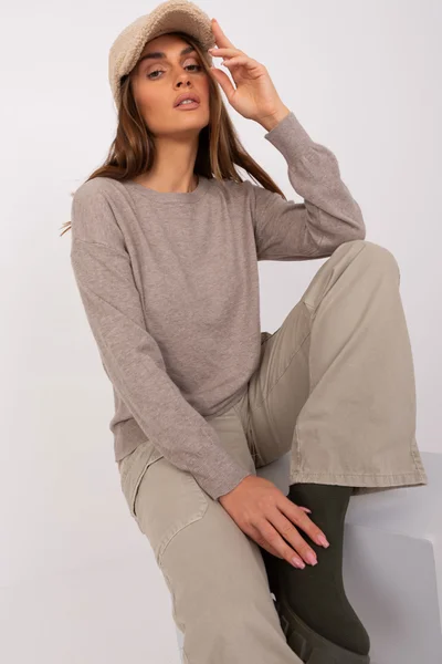 Beige Cotton Classic Sweater - FPrice AT-SW-2325