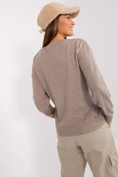Beige Cotton Classic Sweater - FPrice AT-SW-2325