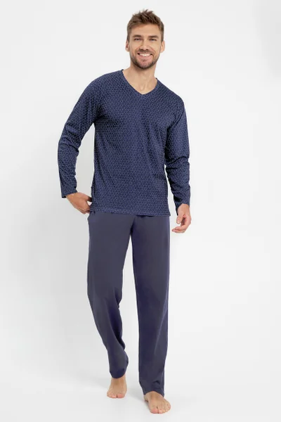 Mužské vzorované pyžamo Taro v tmavě modré barvě