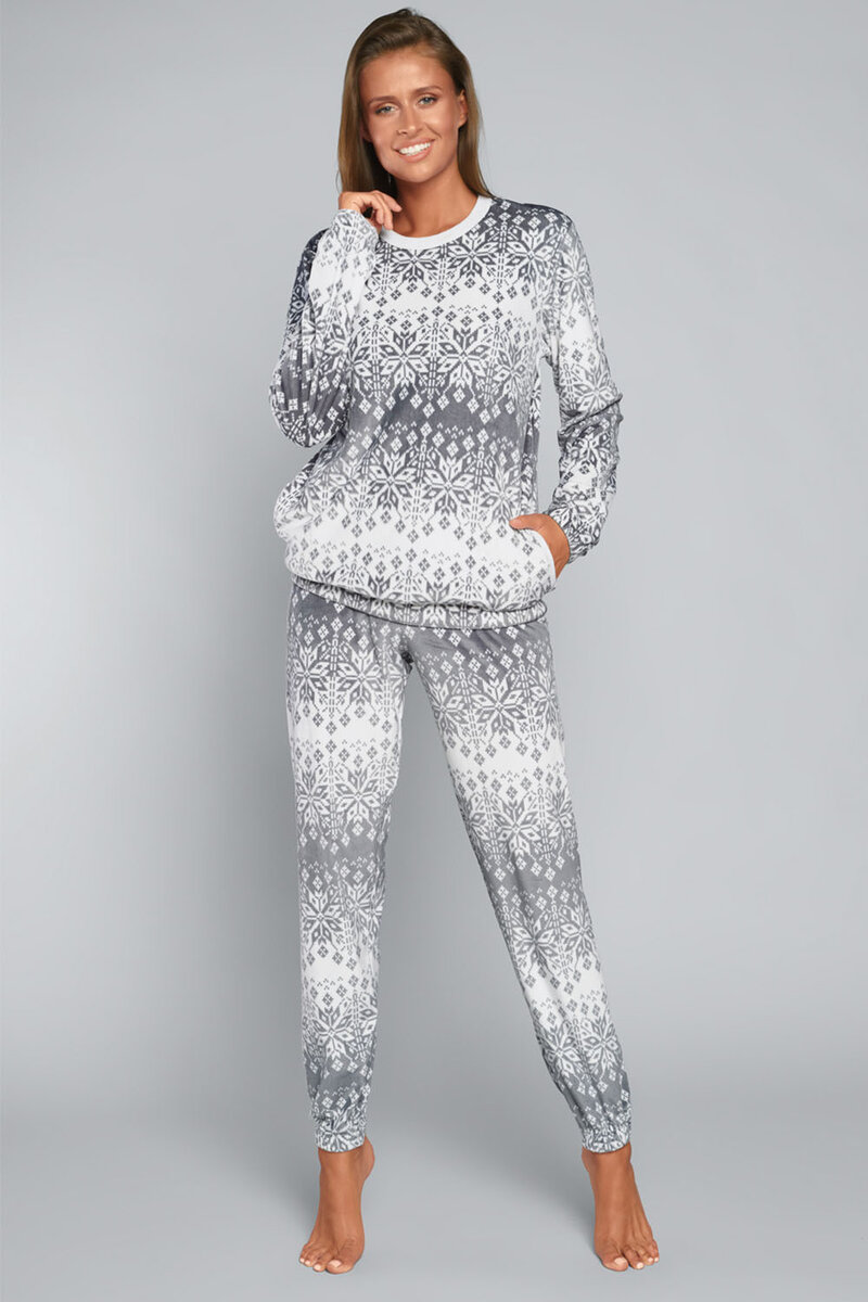 Zimní pyžamo pro ženy Sněhová královna, bílá s šedou S i10_P59704_1:1584_2:92_