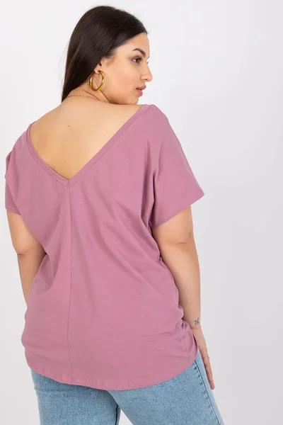 Dámské pudrově růžové bavlněné tričko plus size FPrice