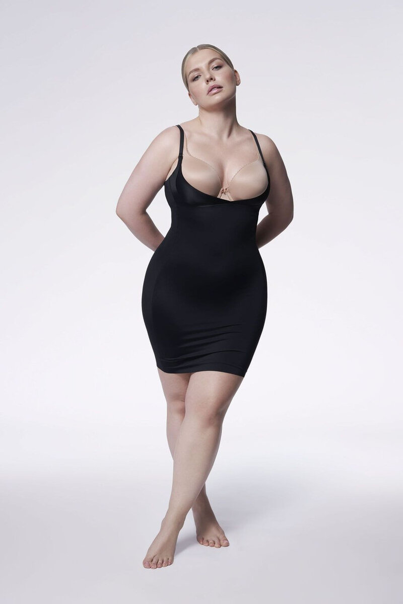 Dámská černá shapewear spodnička Julimex pod prsa, černá L i170_222 HALKA CZARNA L