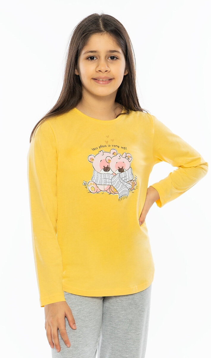 Dětské pyžamo dlouhé Méďové Vienetta Kids, žlutá 7 - 8 i232_8250_55455957:žlutá 7 - 8