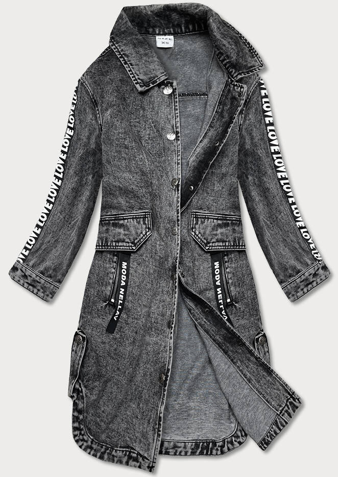 Volná černá dámská džínová bundapřehoz přes oblečení ZI2 P.O.P. SEVEN, odcienie czerni M (38) i392_19089-47