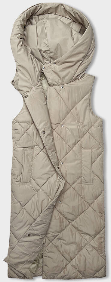 Kapucí oversize vesta v béžové barvě od J.STYLE, odcienie beżu S (36) i392_22858-46