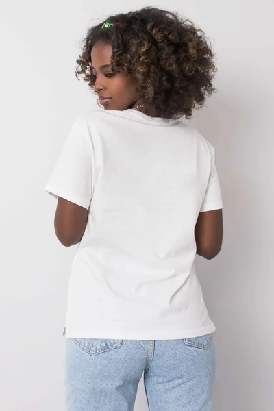 Dámské bílé bavlněné tričko s barevným potiskem FPrice