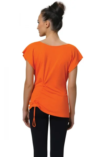 Fitness tričko oranžové Atena III s řaseným dekoltem