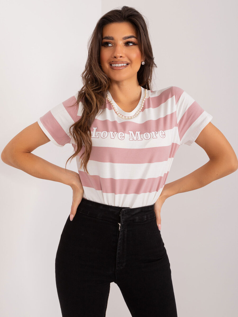 Růžovobílé dámské tričko FPrice, jedna velikost i523_2016103518258