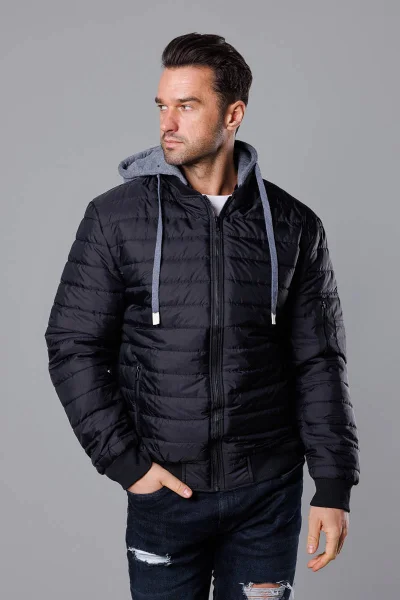Pánská bunda na zimu s odnímatelnou kapucí - J.STYLE