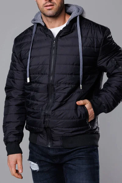 Pánská bunda na zimu s odnímatelnou kapucí - J.STYLE