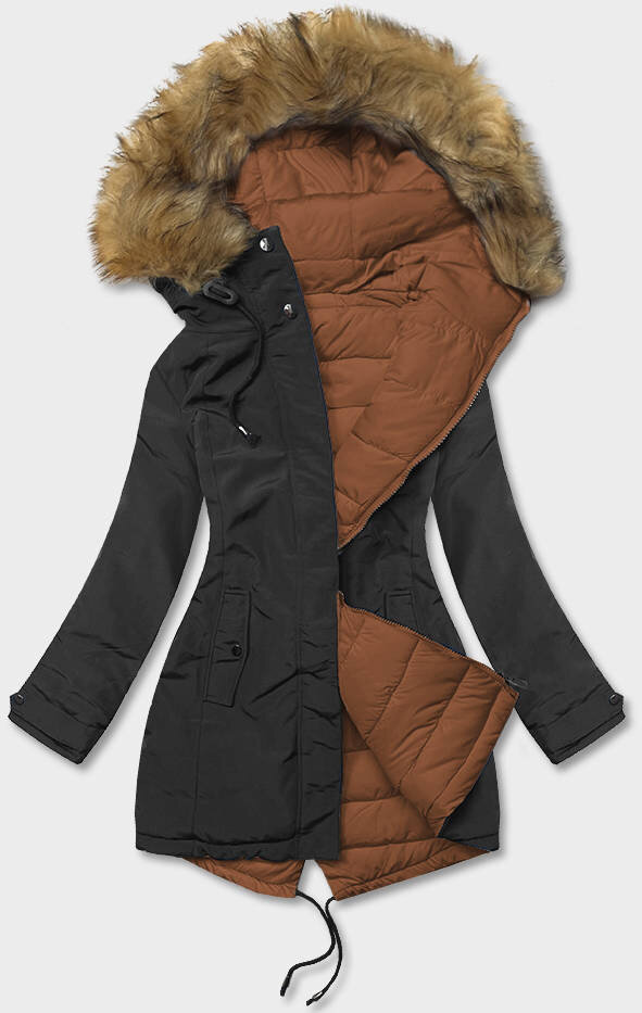 Oboustranná černo-karamelová dámská zimní bunda LHD, odcienie brązu XXL (44) i392_21226-48