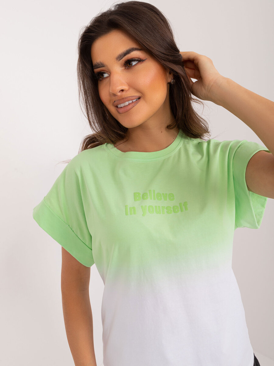Zeleno-bílé dámské tričko FPrice, jedna velikost i523_2016103518272