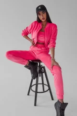 Růžový velurový set Ola Voga - mikina - top a kalhoty