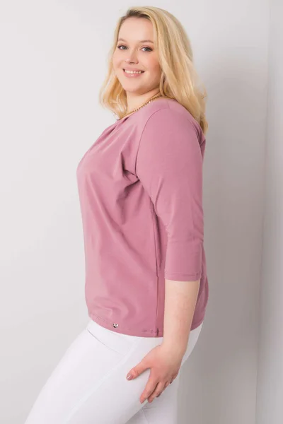 Dámská pudrově růžová bavlněná dámská halenka PLUS SIZE FPrice