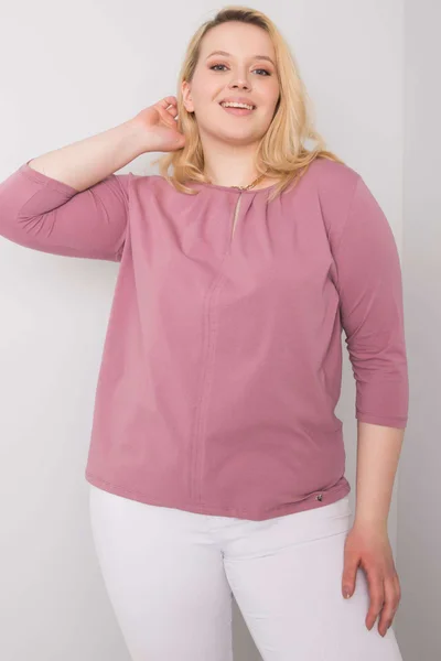 Dámská pudrově růžová bavlněná dámská halenka PLUS SIZE FPrice