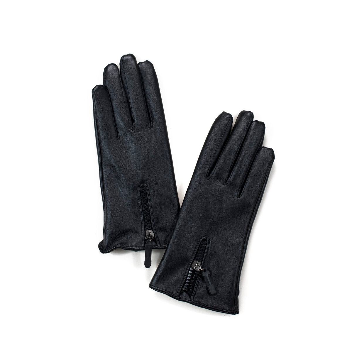 Černé dámské rukavice s ozdobným zipem, L/XL i10_P60993_2:117_