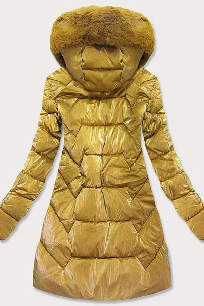 Zlatá zimní prošívaná bunda s kapucí STUDIO ELEVEN