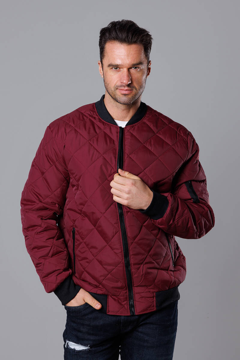 Prošívaná bunda pro muže J.STYLE - lehká a zateplená, odcienie czerwieni M i392_21855-1