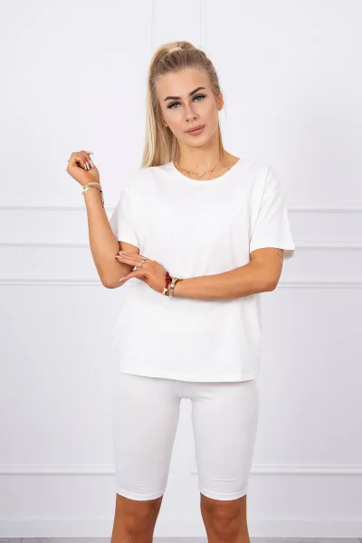 Souprava Halenka a Krátké Legíny Ecru K-Fashion