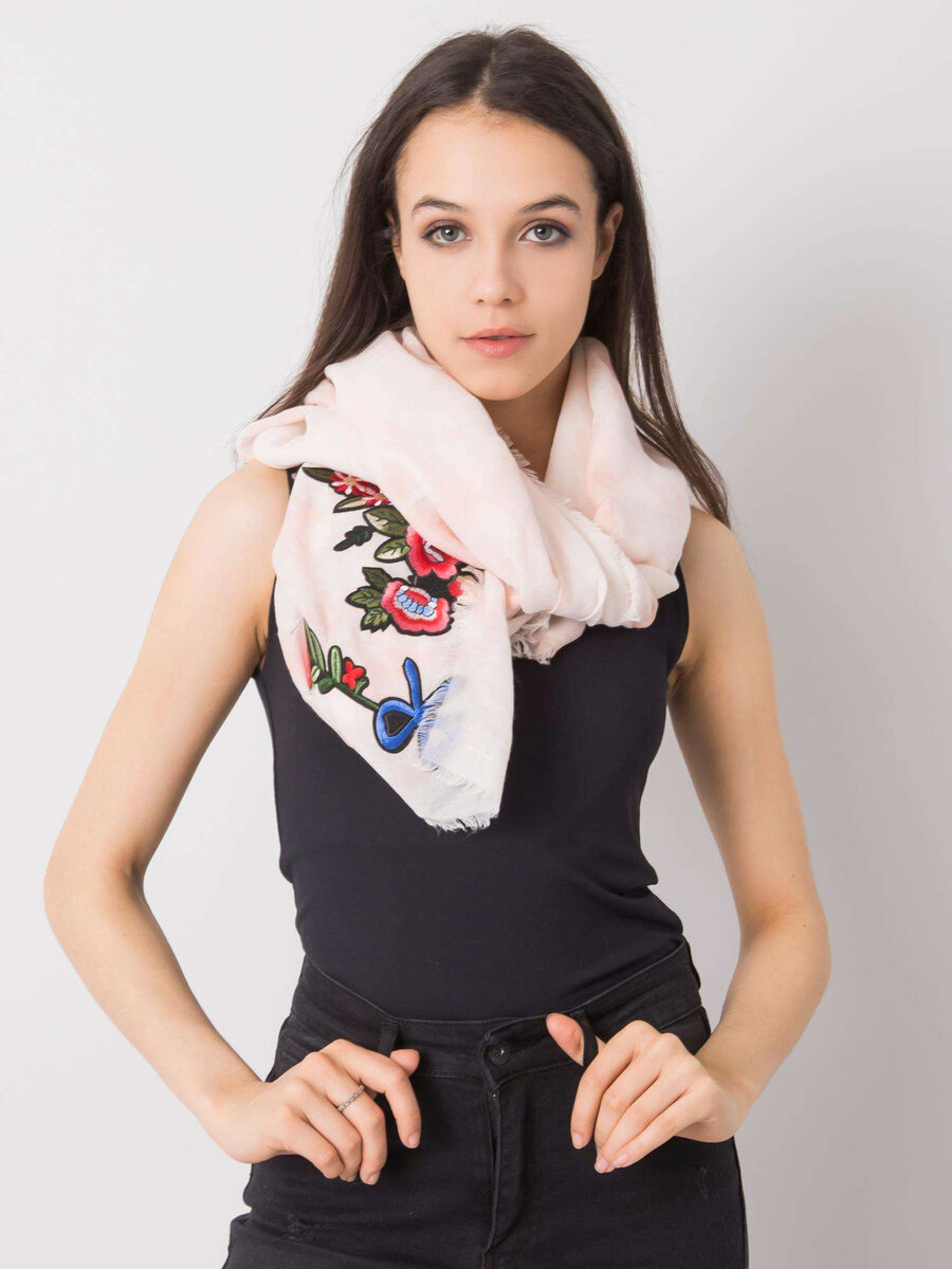 Dámský broskvový šátek s barevnými nášivkami FPrice, jedna velikost i523_2016102910589