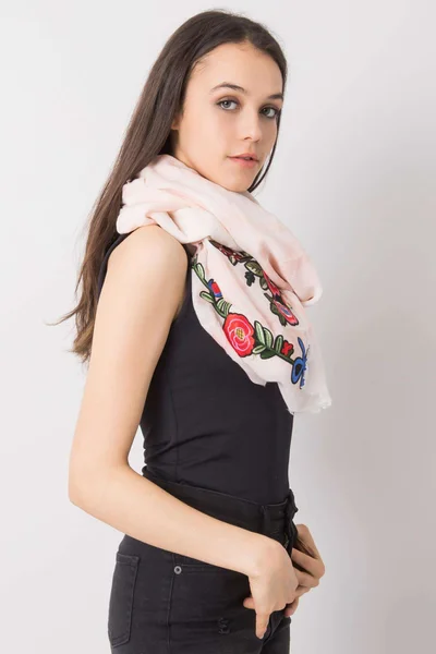 Dámský broskvový šátek s barevnými nášivkami FPrice