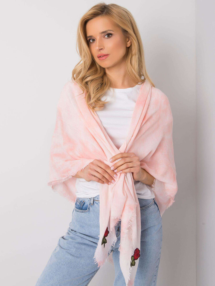 Dámský růžový šátek s barevnými nášivkami FPrice, jedna velikost i523_2016102910541