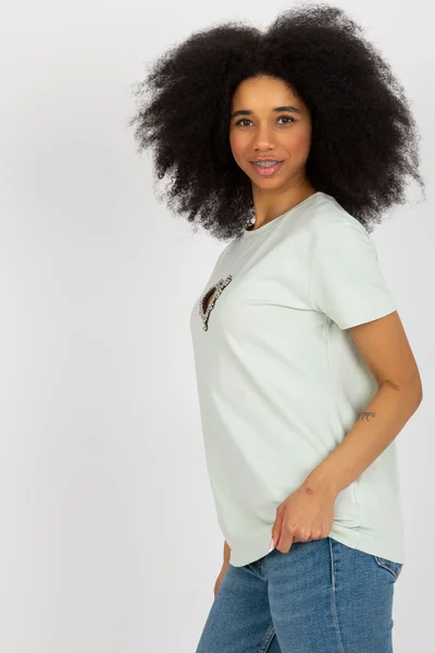 Osvežující dámské tričko v mátové barvě s volným střihem od značky FPrice