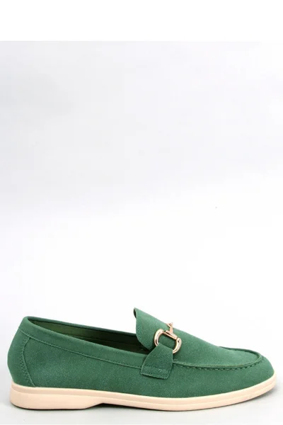 Zelené dámské mokasíny s elegantní sponou - Zelenka