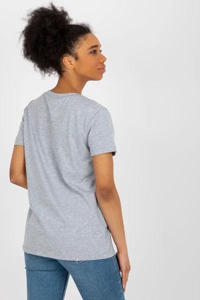 Šedé dámské tričko s aplikacemi FA TS - Elegantní šedá