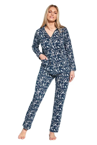 Modré vzorované pyžamo pro ženy Jane - Cornette