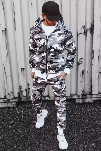 Světle šedá camo tepláková souprava Dstreet pro muže