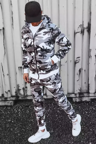 Světle šedá camo tepláková souprava Dstreet pro muže