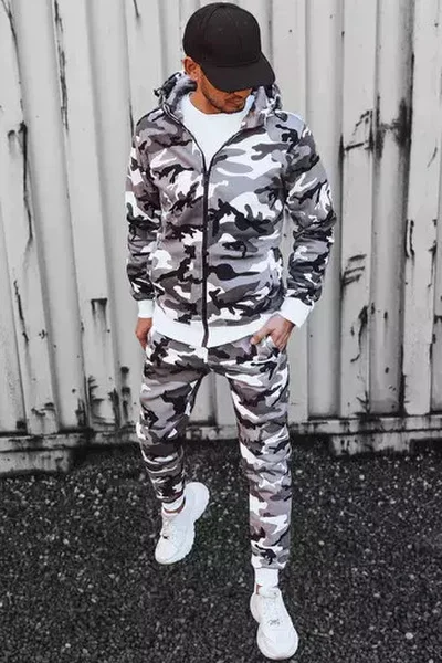 Světle šedá camo tepláková souprava Dstreet pro muže