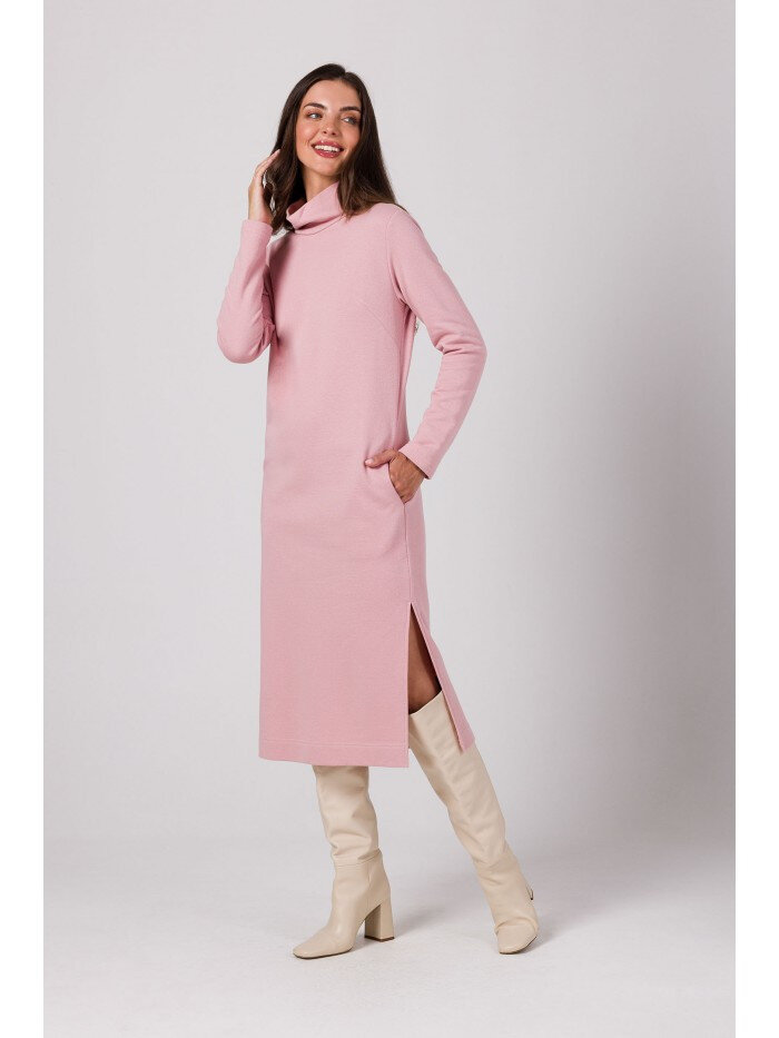 Růžové Dámské Šaty s Výstřihem - BeWear Elegance, EU M i529_7678643969456344064