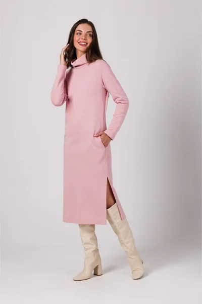 Růžové Dámské Šaty s Výstřihem - BeWear Elegance