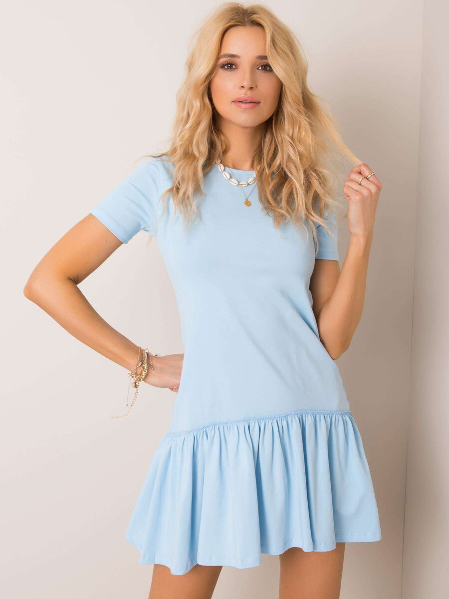 Modré bavlněné šaty Rue Paris - Elegantní dámský model, S i10_P67106_2:92_