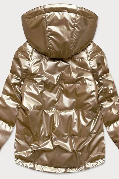 Lesklá dámská oversize bunda v barvě kapučíno B08E29 6&8 Fashion